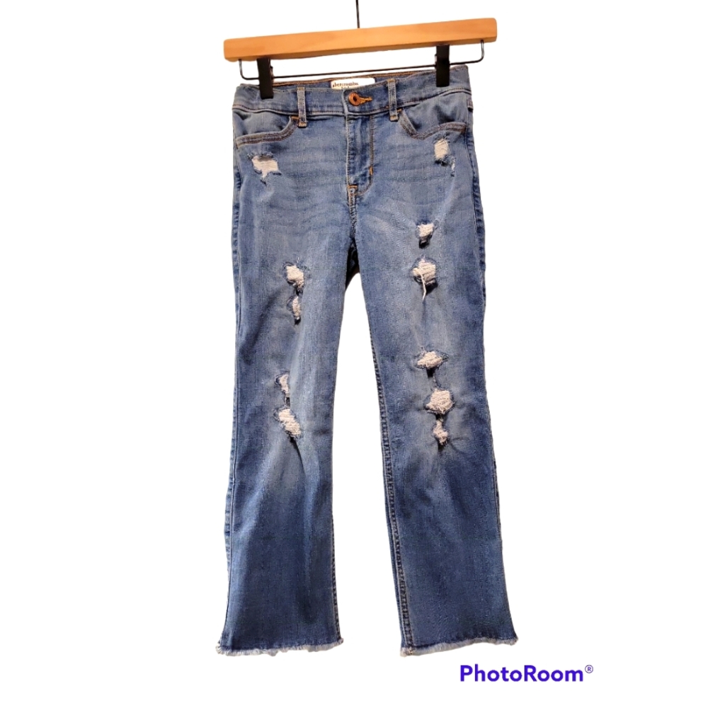 Abercrombie Kids, Jeans, High-Rise, Ankle Straight, Distressed, Frayed, Kid 9/10
